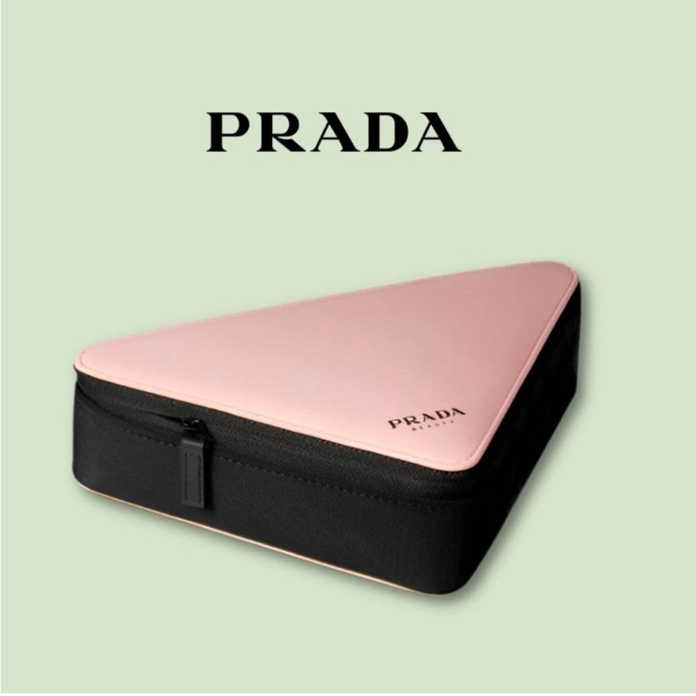 Prada Pink‎ & Black Triangle Pouch Gift With Purchase & mini mirror in pouch new